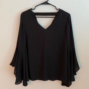White House Black Market Black Bell Sleeve Top Size 4